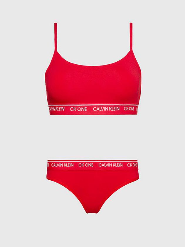 Calvin Klein USA Thong Set - CK One Womens Bra Red 9821356-QS